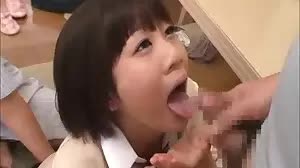 Kneeling Japan teen begging for cum in her mouth
