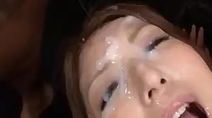 Closeup of teen getting covered in cum
